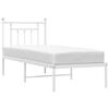 vidaXL Bed Frame White Powder-Coated Steel Small Single Bed Frame