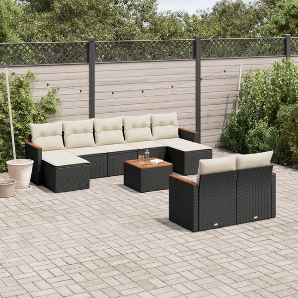 vidaXL Garden Sofa Set Black and Cream