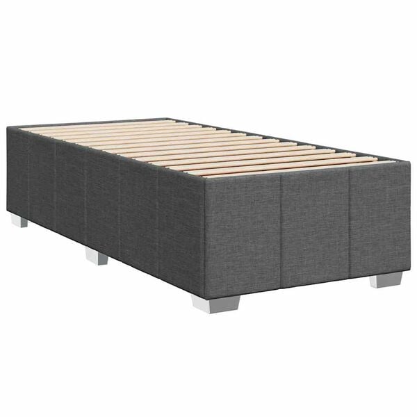 vidaXL Bed Frame Dark Grey Polyester Fabric, Plywood, Engineered Wood Twin