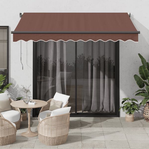 vidaXL Retractable Awning Brown Powder-coated aluminum Large