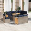 vidaXL 9 Piece Patio Sofa Set with Cushions Gray Poly Rattan Acacia