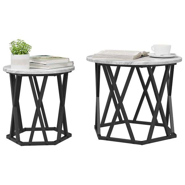 vidaXL Side Table 2 pcs Grey sonoma 19.7" x 19.7" x 15.7
