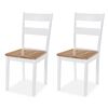 vidaXL Dining Set White and Natural Wood MDF Top, Solid Rubberwood Frame