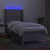 vidaXL Box Spring Bed with Mattress&LED Light Gray 39.4"x79.9" Twin XL Fabric