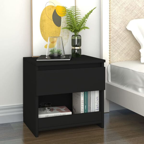 vidaXL Bedside Cabinet Black Engineered wood Compact Bedside Cabinet
