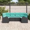 vidaXL Garden Sofa Set with Cushion 6 pcs Black Synthetic: Poly Rattan