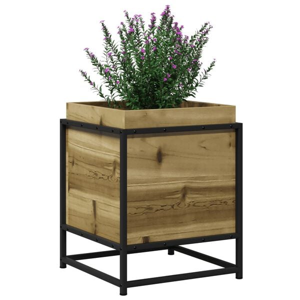 vidaXL Garden Planter Brown Vacuum pressure treated pine wood, steel