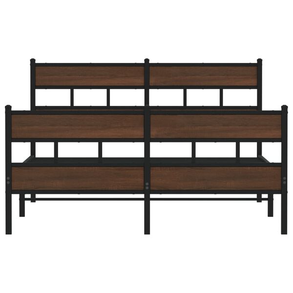 vidaXL Bed Frame Brown Oak Steel, Engineered Wood King Bed Frame