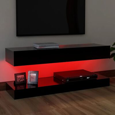 vidaXL TV Stand with LED Lights Black 47.2"x13.8"