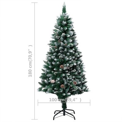 vidaXL Artificial Pre-lit Christmas Tree with Ball Set&Pinecones 70.9"
