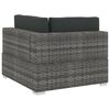 vidaXL Patio Sofa Grey poly rattan, Dark grey cushions