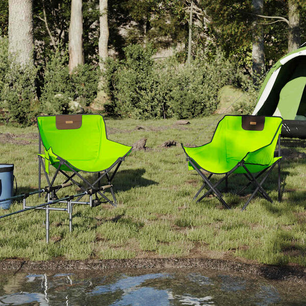 vidaXL Camping Chair Green Steel and 600D polyester with PE coating