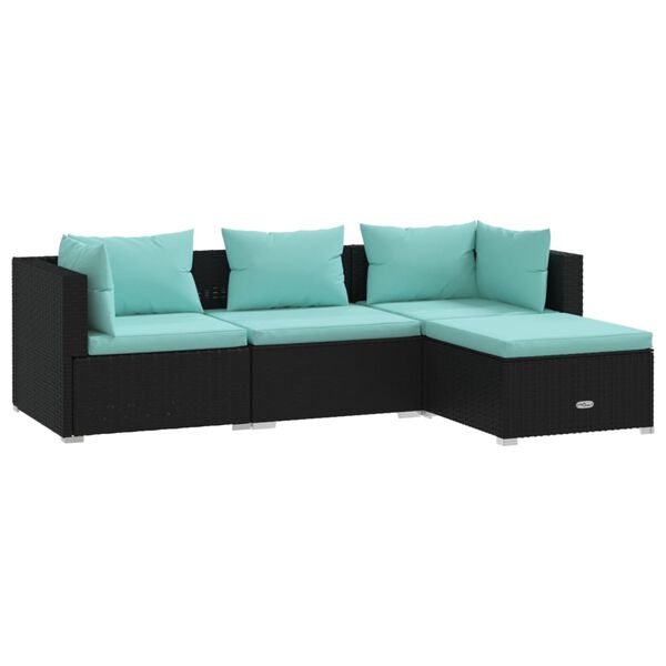 vidaXL Garden Lounge Set Black PE Rattan Medium Modular