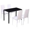 vidaXL Dining Set Black and White Tempered Glass, Iron, Faux Leather, Wood