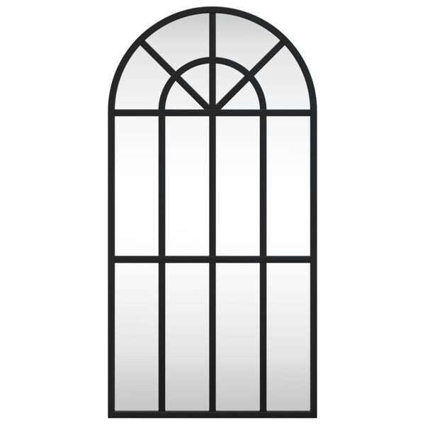 vidaXL Wall Mirror Black Glass, Powder-coated iron 11.8x23.6 in