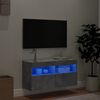 vidaXL TV Wall Stand with LED Lights Concrete Gray 31.5"x11.8"x15.7"