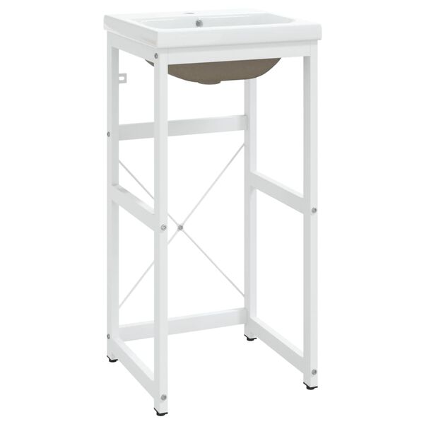 vidaXL Washbasin Frame With Basin White Ceramic 17 in Bathroom Furniture