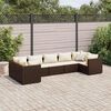 vidaXL Patio Lounge Set Brown Poly Rattan, Powder-Coated Steel 7 Piece Set