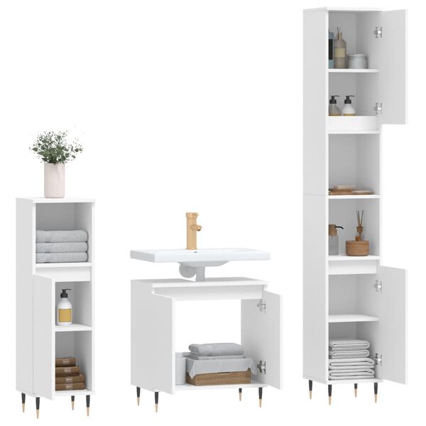 vidaXL Bathroom Furniture Set White Engineered wood, metal Medium