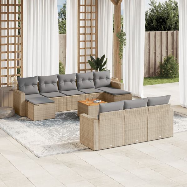 vidaXL Garden Sofa Set Beige, Light Gray