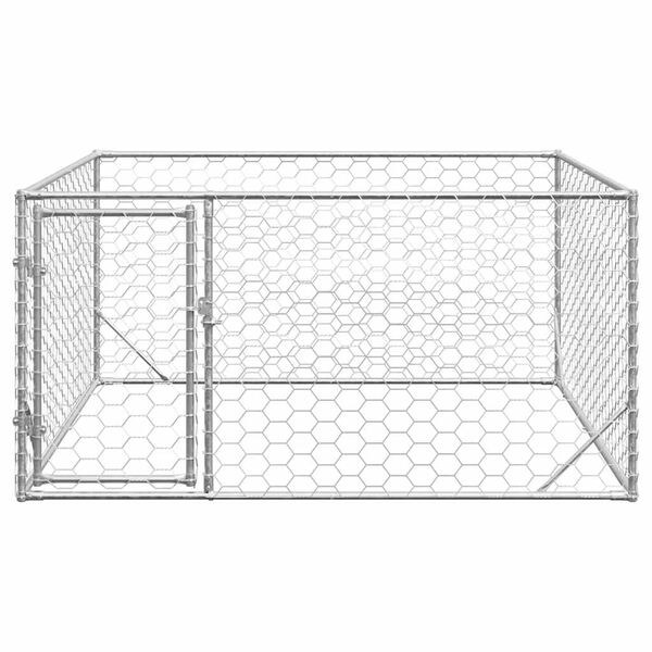 vidaXL Outdoor Dog Kennel Galvanized Steel Large Durable