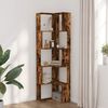vidaXL Corner Bookcase 5-Tier Smoked Oak 19.7x19.7x70.5" Engineered Wood