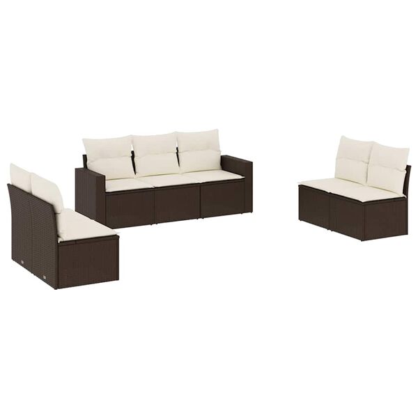 vidaXL Garden Sofa Set Brown PE rattan Large Adjustable Feet