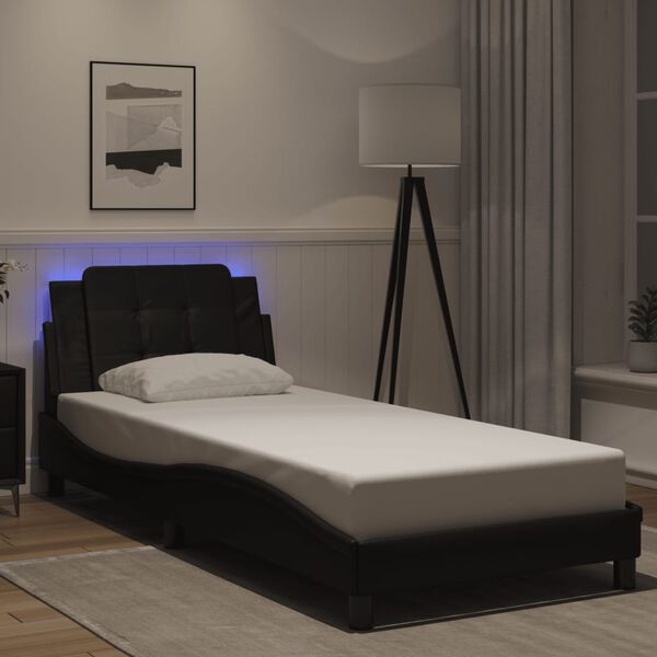 vidaXL Bed Frame with LED without Mattress "Zadar" Black 39.4"x79.9"