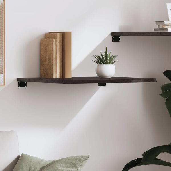 vidaXL Wall Shelf Dark brown Solid oak wood 23.6 x 19.7 x 0.8 in Durable