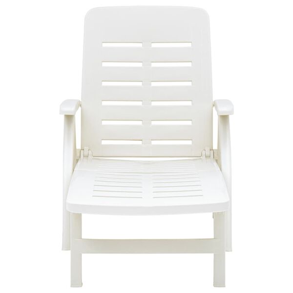 vidaXL Sunlounger White Plastic Standard Foldable Folding Sun Lounger