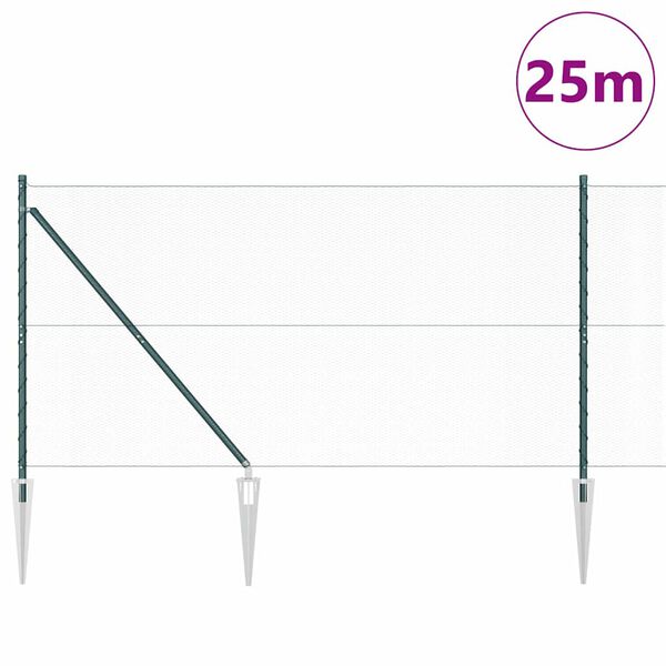 vidaXL Fence with Posts Green 1.2 x 25 m PVC-coated steel