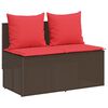 vidaXL 3 Piece Patio Dining Set with Cushions Brown Poly Rattan