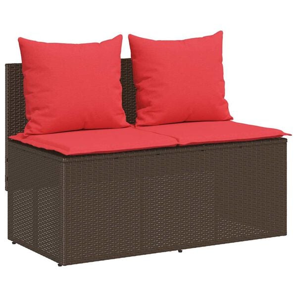 vidaXL 3 Piece Patio Dining Set with Cushions Brown Poly Rattan