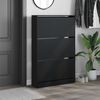 vidaXL Shoe Cabinet Black 31.5"x8.3"x49.4" Engineered Wood