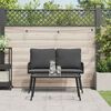 vidaXL Garden Dining Set with Cushion 2 pcs Black Poly Rattan