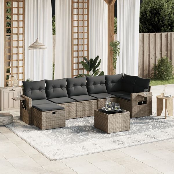 vidaXL Garden Sofa Set Grey Poly Rattan Large Modular Garden Sofa Set