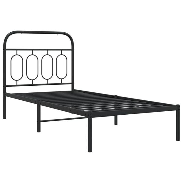 vidaXL Bed Frame Black Steel Single Modern Metal Bed Frame
