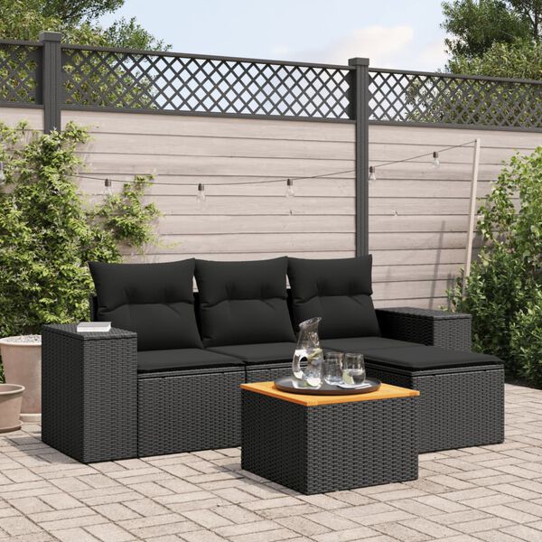 vidaXL Garden Sofa Set Black PE rattan Large Modular Garden Sofa Set
