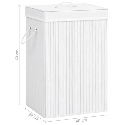 vidaXL Bamboo Laundry Basket with 2 Sections White 19 gal