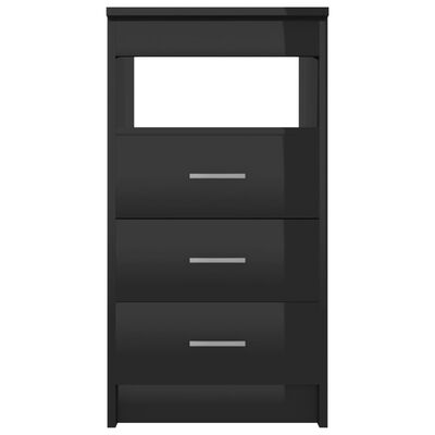 vidaXL Drawer Cabinet Hign Gloss Black 15.7"x19.7"x29.9" Chipboard