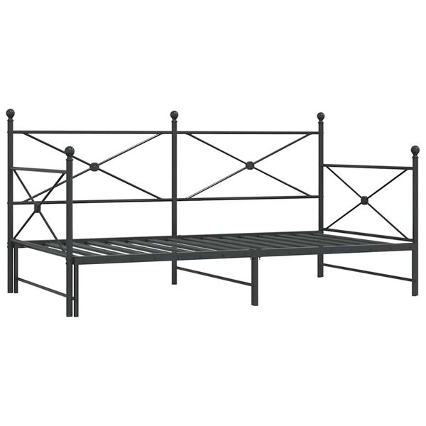 vidaXL Daybed With Trundle Black Steel Twin