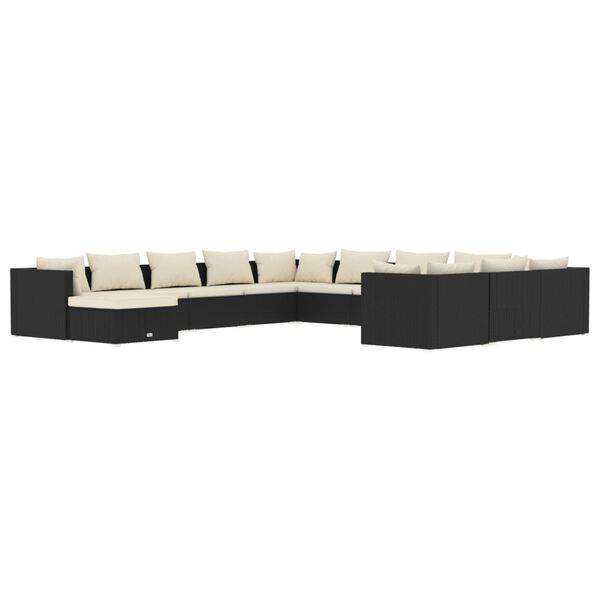 vidaXL Garden Lounge Set Black, Cream