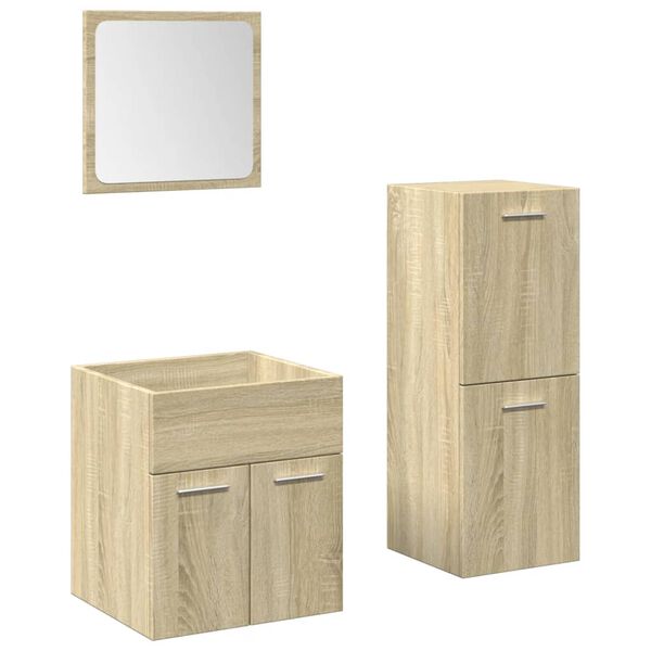vidaXL Bathroom Furniture Set Sonoma Oak Engineered Wood Medium