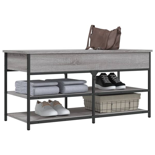 vidaXL Shoe Bench Grey Sonoma Engineered Wood, Metal Medium