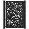vidaXL Garden Gate Black 39.4x49.2" Steel Flame  Design