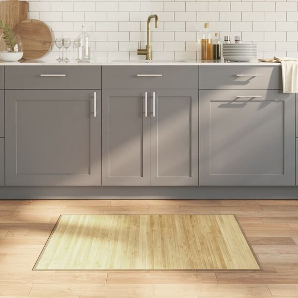 vidaXL Rug Light Natural Bamboo, Polypropylene 27.6x39.4 in