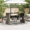 vidaXL Garden Bar Set Grey PE Rattan 9 Piece Removable Covers