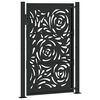 vidaXL Garden Gate Black 39.4x59.1" Steel Flame  Design