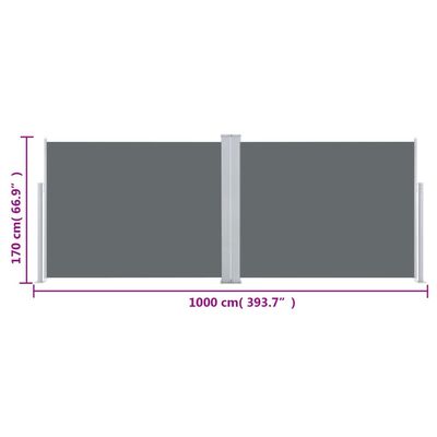 vidaXL Retractable Side Awning Anthracite 66.9"x393.7"
