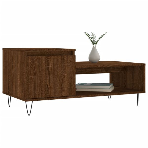 vidaXL Coffee Table Brown Oak Engineered Wood, Metal Medium Coffee Table